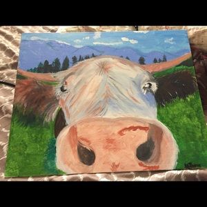 Painted myself, cow on a 16x20 slim canvas